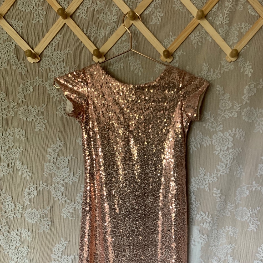 Girl's Formal Sequin Gown- Rose Gold